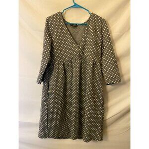 Suzanne Betro womens Size XL Gray Vneck Dress Polka Dot Professional